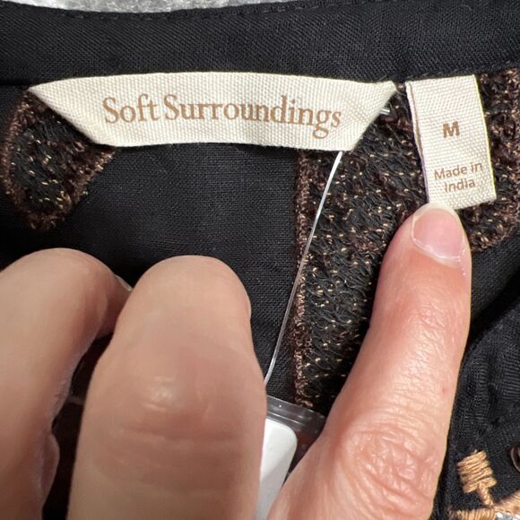 Soft Surroundings NWT Tunic Dress Medium Sequins Embroidery 3/4 Sleeve Anantara - Picture 2 of 9